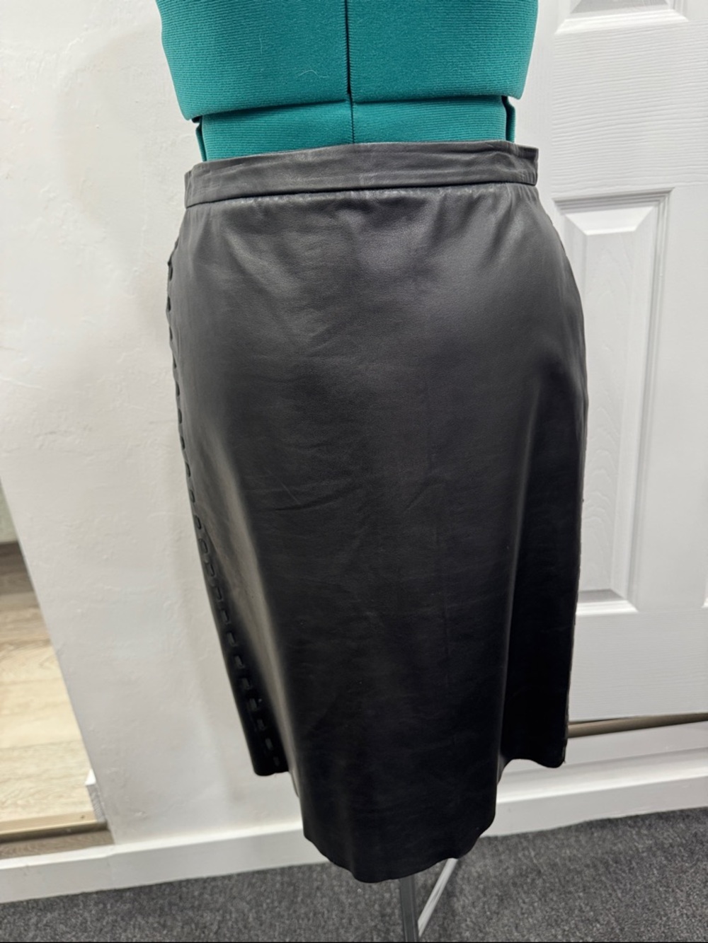 BCBGMaxAzria Black Leather Pencil Skirt